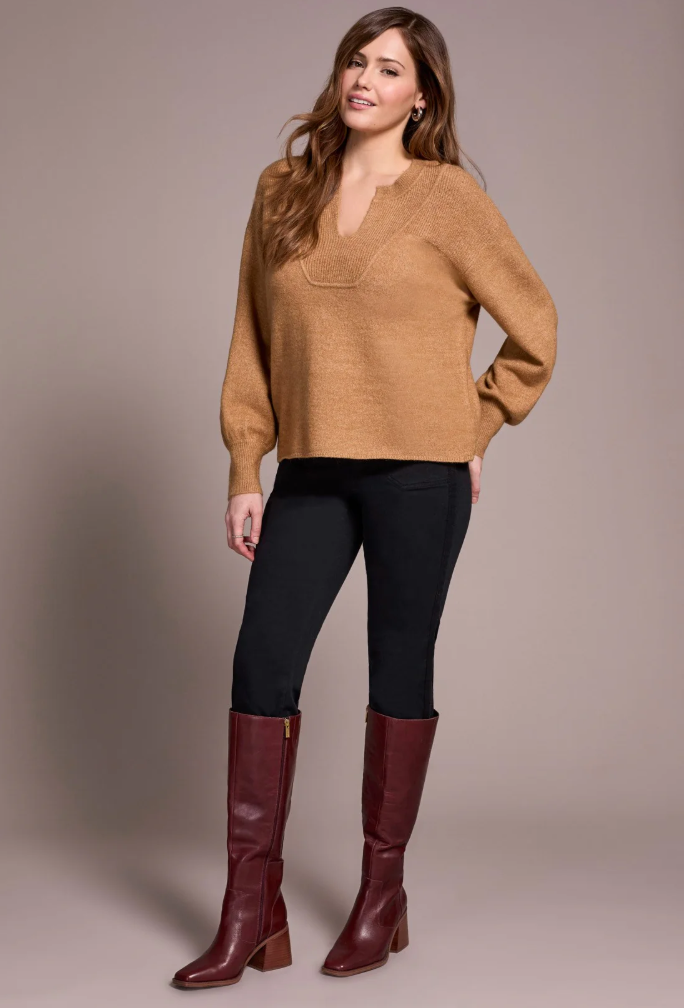 L/S Notch Neckline Sweater