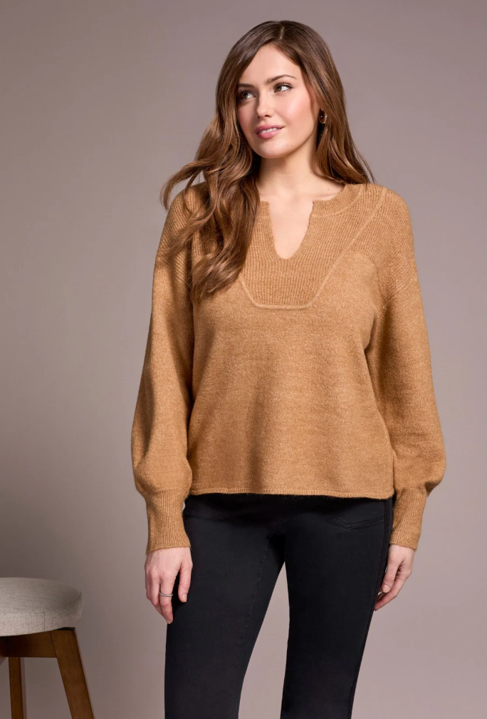 L/S Notch Neckline Sweater