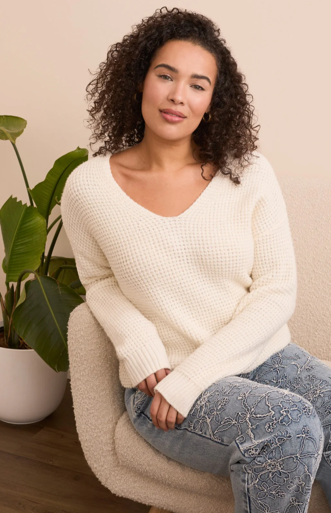 Drop Shoulder V-Neck Sweater