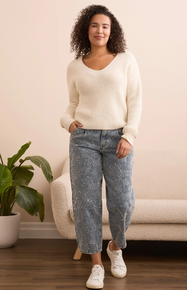 Drop Shoulder V-Neck Sweater