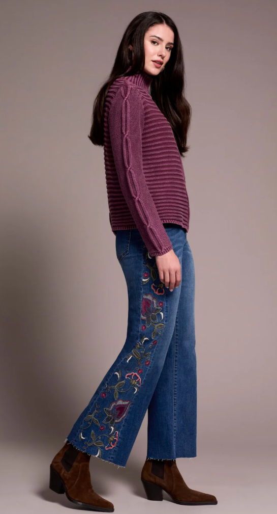 Mock Neck Sweater W/Special Wash